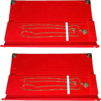 

Atorakushon Pack of 2 Necklace Chain Bracelet Storage Marriage Party Vanity jewellry pouch Travelling cover Box (Red) Storage Case Vanity Box(Red)