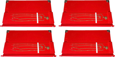 

Atorakushon Pack of 4 Necklace Chain Bracelet Storage Marriage Party Vanity jewellry pouch Travelling cover Box (Red) Storage Case Vanity Box(Red)