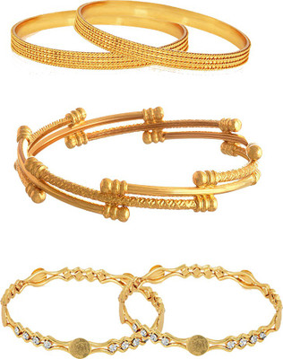 ZENEME Alloy Gold-plated Bangle Set(Pack of 5)