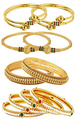 ZENEME Alloy Gold-plated Bangle Set(Pack of 10)