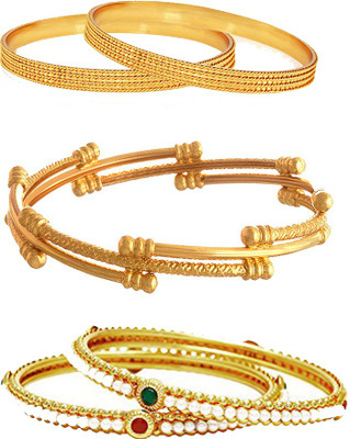 ZENEME Alloy Gold-plated Bangle Set(Pack of 5)