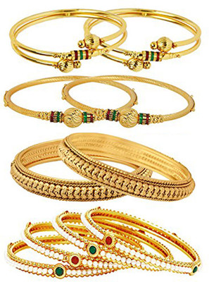 ZENEME Alloy Gold-plated Bangle Set(Pack of 10)