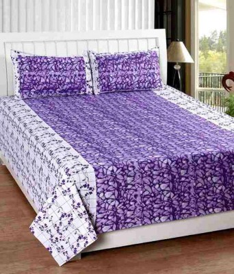 WebDealz Cotton Double Abstract Flat Bedsheet(Pack of 1, Purple)