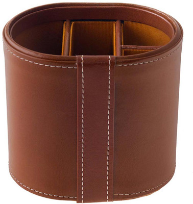 

Kebica 4 Compartments Faux Leather Pen Holder(Brown)