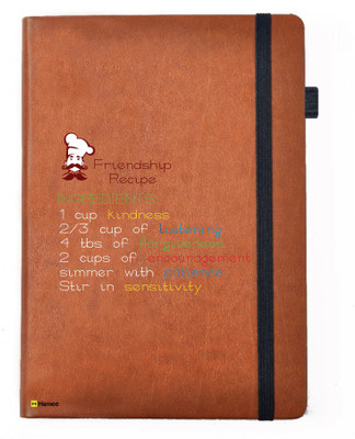 

Hamee A5 Notebook(Friendship Day Special Friends Theme Designer Printed Black Leather A5 Notebook - 200 pages, A5 size Friendship Recipe, Tan)