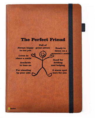 

Hamee A5 Notebook(Friendship Day Special Friends Theme Designer Printed Black Leather A5 Notebook - 200 pages, A5 size Perfect Friends, Tan)