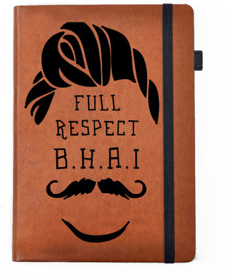 

Hamee A5 Notebook(Raksha Bandhan Special GIft for Brother Sister Designer Printed Tan Brown Leather A5 Notebook - 200 pages, A5 size Respect Bro, Tan)