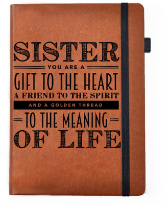 

Hamee A5 Notebook(Raksha Bandhan Special GIft for Brother Sister Designer Printed Tan Brown Leather A5 Notebook - 200 pages, A5 size Sisters for Life, Tan)