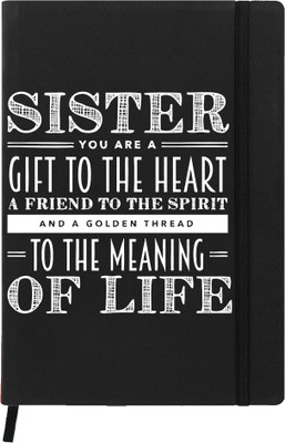 

Hamee A5 Notebook(Raksha Bandhan Special GIft for Brother Sister Designer Printed Black Leather A5 Notebook - 200 pages, A5 size Sisters for Life, Black)