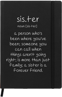 

Hamee A5 Notebook(Raksha Bandhan Special GIft for Brother Sister Designer Printed Black Leather A5 Notebook - 200 pages, A5 size Sister Definition, Black)