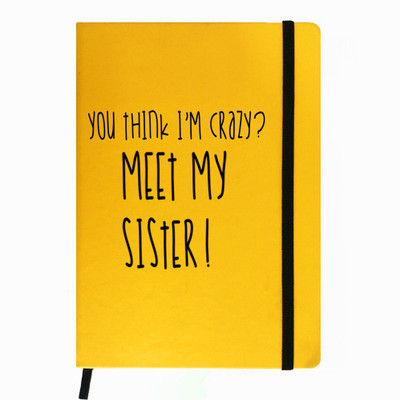 

Hamee A5 Notebook(Raksha Bandhan Special GIft for Brother Sister Designer Printed Yellow Leather A5 Notebook - 200 pages, A5 size Meet Mah Sis, Yellow)