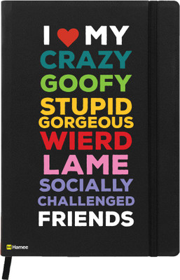 

Hamee A5 Notebook(Friendship Day Special Friends Theme Designer Printed Black Leather A5 Notebook - 200 pages, A5 size Stupid Friends, Black)