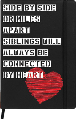 

Hamee A5 Notebook(Raksha Bandhan Special GIft for Brother Sister Designer Printed Black Leather A5 Notebook - 200 pages, A5 size Connection, Black)