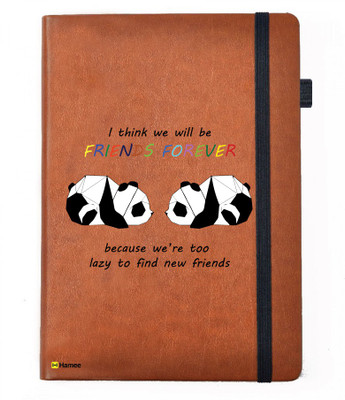 

Hamee A5 Notebook(Friendship Day Special Friends Theme Designer Printed Black Leather A5 Notebook - 200 pages, A5 size Lazy Friends, Tan)