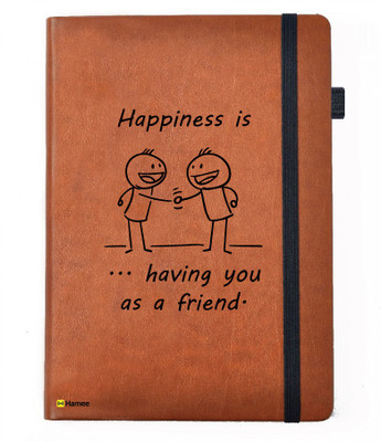 

Hamee A5 Notebook(Friendship Day Special Friends Theme Designer Printed Black Leather A5 Notebook - 200 pages, A5 size Friend Like You, Tan)