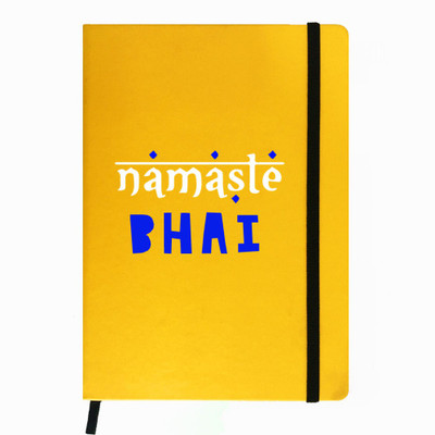 

Hamee A5 Notebook(Raksha Bandhan Special GIft for Brother Sister Designer Printed Yellow Leather A5 Notebook - 200 pages, A5 size Namaste, Yellow)