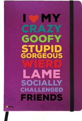 

Hamee A5 Notebook(Friendship Day Special Friends Theme Designer Printed Black Leather A5 Notebook - 200 pages, A5 size Stupid Friends, Purple)