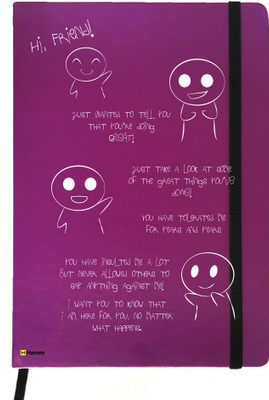

Hamee A5 Notebook(Friendship Day Special Friends Theme Designer Printed Black Leather A5 Notebook - 200 pages, A5 size Always Ready Friend, Purple)