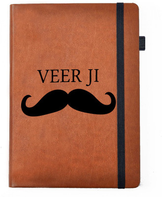 

Hamee A5 Notebook(Raksha Bandhan Special GIft for Brother Sister Designer Printed Tan Brown Leather A5 Notebook - 200 pages, A5 size Veer JI, Tan)