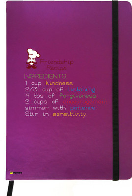 

Hamee A5 Notebook(Friendship Day Special Friends Theme Designer Printed Black Leather A5 Notebook - 200 pages, A5 size Friendship Recipe, Purple)