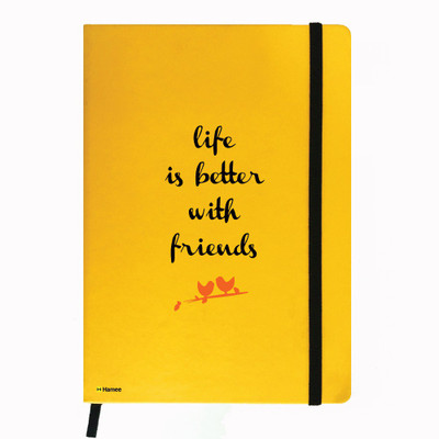 

Hamee A5 Notebook(Friendship Day Special Friends Theme Designer Printed Black Leather A5 Notebook - 200 pages, A5 size Life Friends, Yellow)