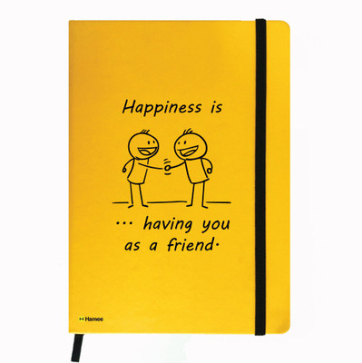 

Hamee A5 Notebook(Friendship Day Special Friends Theme Designer Printed Black Leather A5 Notebook - 200 pages, A5 size Friend Like You, Yellow)