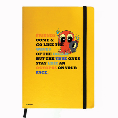 

Hamee A5 Notebook(Friendship Day Special Friends Theme Designer Printed Black Leather A5 Notebook - 200 pages, A5 size True Friends, Yellow)