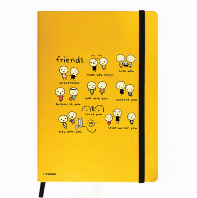 

Hamee A5 Notebook(Friendship Day Special Friends Theme Designer Printed Black Leather A5 Notebook - 200 pages, A5 size Dogether Friends, Yellow)