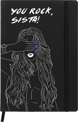 

Hamee A5 Notebook(Raksha Bandhan Special GIft for Brother Sister Designer Printed Black Leather A5 Notebook - 200 pages, A5 size You Rock, Black)