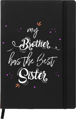 

Hamee A5 Notebook(Raksha Bandhan Special GIft for Brother Sister Designer Printed Black Leather A5 Notebook - 200 pages, A5 size Best Sister, Black)