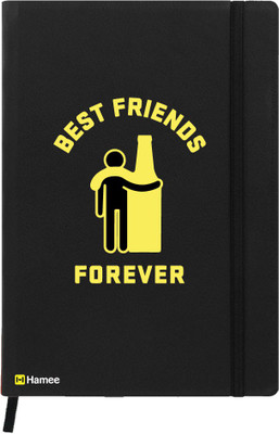 

Hamee A5 Notebook(Friendship Day Special Friends Theme Designer Printed Black Leather A5 Notebook - 200 pages, A5 size Beer Friend, Black)