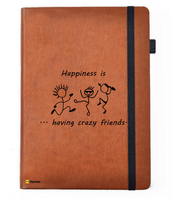 

Hamee A5 Notebook(Friendship Day Special Friends Theme Designer Printed Black Leather A5 Notebook - 200 pages, A5 size Crazy Friends, Tan)