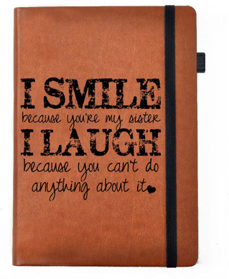 

Hamee A5 Notebook(Raksha Bandhan Special GIft for Brother Sister Designer Printed Tan Brown Leather A5 Notebook - 200 pages, A5 size Smile, Tan)
