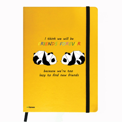 

Hamee A5 Notebook(Friendship Day Special Friends Theme Designer Printed Black Leather A5 Notebook - 200 pages, A5 size Lazy Friends, Yellow)