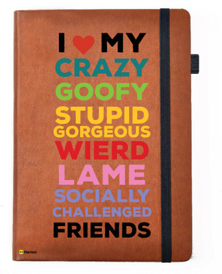 

Hamee A5 Notebook(Friendship Day Special Friends Theme Designer Printed Black Leather A5 Notebook - 200 pages, A5 size Stupid Friends, Tan)
