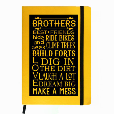 

Hamee A5 Notebook(Raksha Bandhan Special GIft for Brother Sister Designer Printed Yellow Leather A5 Notebook - 200 pages, A5 size Best Friends, Yellow)