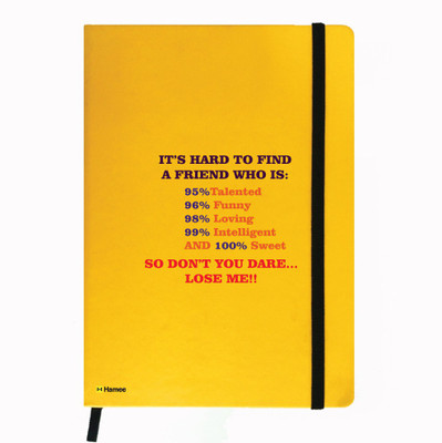 

Hamee A5 Notebook(Friendship Day Special Friends Theme Designer Printed Black Leather A5 Notebook - 200 pages, A5 size Sweet Friends, Yellow)