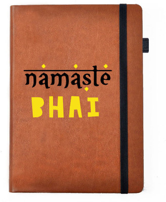

Hamee A5 Notebook(Raksha Bandhan Special GIft for Brother Sister Designer Printed Tan Brown Leather A5 Notebook - 200 pages, A5 size Namaste, Tan)