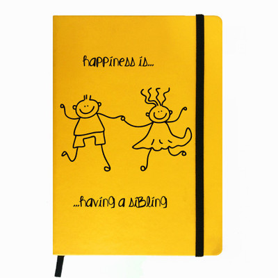 

Hamee A5 Notebook(Raksha Bandhan Special GIft for Brother Sister Designer Printed Yellow Leather A5 Notebook - 200 pages, A5 size Happiness, Yellow)