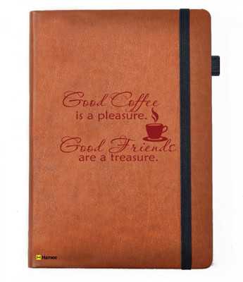 

Hamee A5 Notebook(Friendship Day Special Friends Theme Designer Printed Black Leather A5 Notebook - 200 pages, A5 size Coffee Friends, Tan)