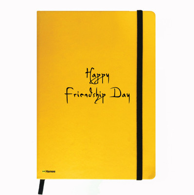 

Hamee A5 Notebook(Friendship Day Special Friends Theme Designer Printed Black Leather A5 Notebook - 200 pages, A5 size Happy Friendship Day, Yellow)