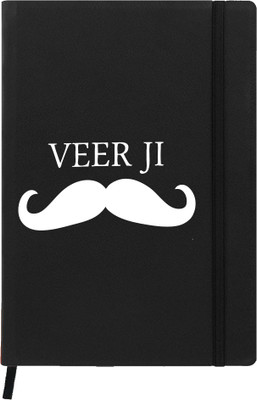 

Hamee A5 Notebook(Raksha Bandhan Special GIft for Brother Sister Designer Printed Black Leather A5 Notebook - 200 pages, A5 size Veer JI, Black)