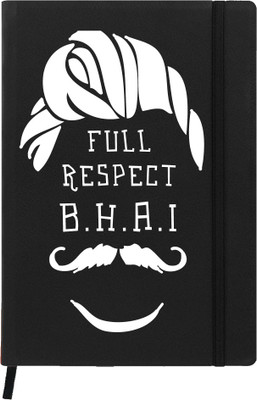 

Hamee A5 Notebook(Raksha Bandhan Special GIft for Brother Sister Designer Printed Black Leather A5 Notebook - 200 pages, A5 size Respect Bro, Black)