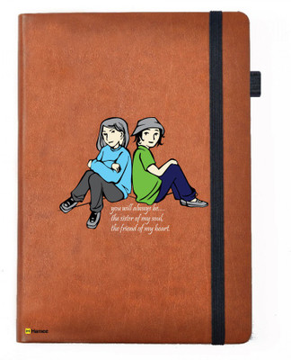 

Hamee A5 Notebook(Friendship Day Special Friends Theme Designer Printed Black Leather A5 Notebook - 200 pages, A5 size Friend Of My Heart, Tan)
