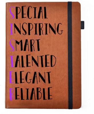 

Hamee A5 Notebook(Raksha Bandhan Special GIft for Brother Sister Designer Printed Tan Brown Leather A5 Notebook - 200 pages, A5 size Sister Quote, Tan)