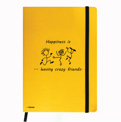 

Hamee A5 Notebook(Friendship Day Special Friends Theme Designer Printed Black Leather A5 Notebook - 200 pages, A5 size Crazy Friends, Yellow)