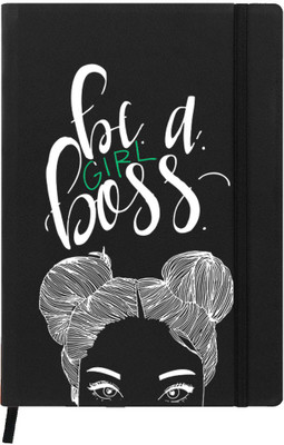 

Hamee A5 Notebook(Raksha Bandhan Special GIft for Brother Sister Designer Printed Black Leather A5 Notebook - 200 pages, A5 size Be Girl Boss, Black)