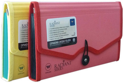 

World One Polypropylene Expanding Cheque Folder(Set Of 2, Red, Yellow)