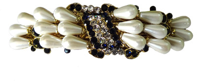 

Shreya Collection Blue & Cream Colour Hair Barrette Clutcher Clip Alligator Buckle with Faux Pearl - 10007.1 Hair Clip(Multicolor)