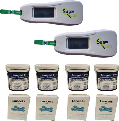 

Sugar scan Thyrocare Pack of 2 glucometers and 2 additional Glucostrips Health Care Appliance Combo